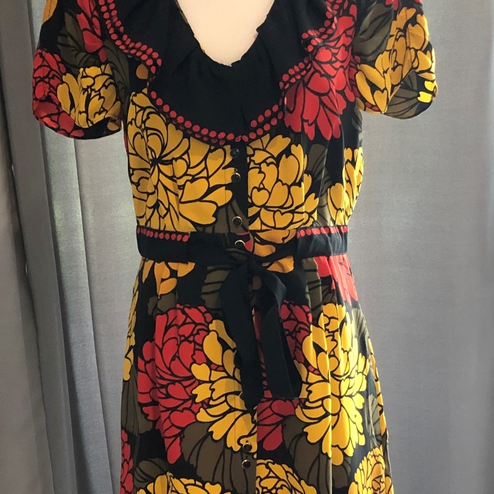 LEIFSDOTTIR Multi Color Silk Floral Print Dress
